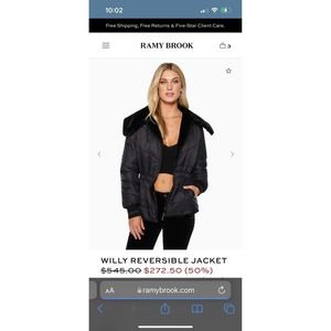 NWT Ramy Brook Willy Reversible Jacket Fur Black L Retail $545